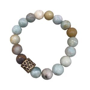 Multicolor Faceted Beaded Stones Stretch Bracelet